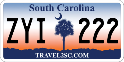 SC license plate ZYI222