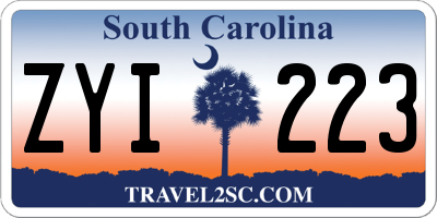 SC license plate ZYI223