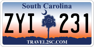 SC license plate ZYI231