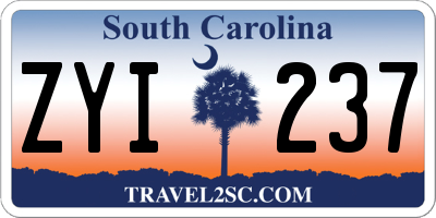 SC license plate ZYI237