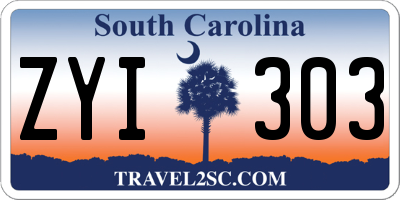 SC license plate ZYI303