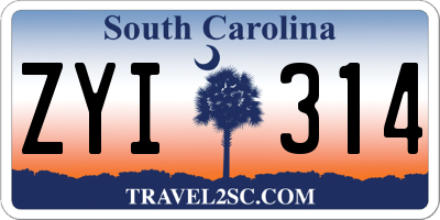 SC license plate ZYI314