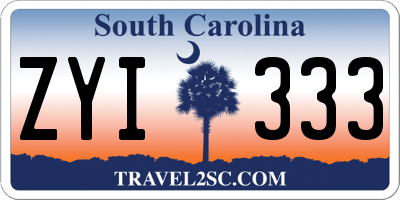 SC license plate ZYI333