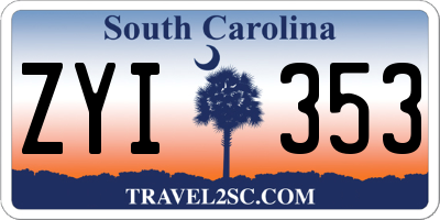 SC license plate ZYI353