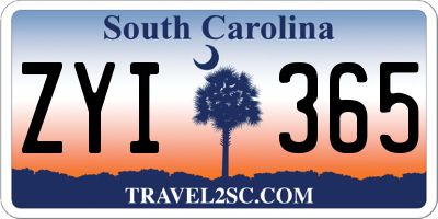 SC license plate ZYI365