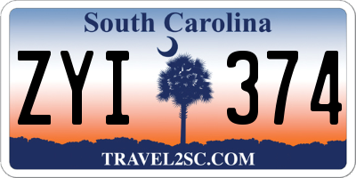 SC license plate ZYI374