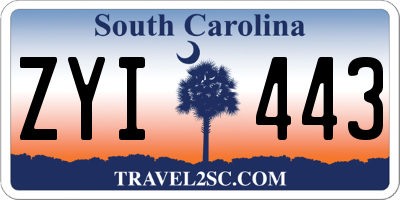 SC license plate ZYI443