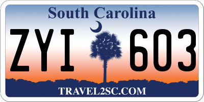 SC license plate ZYI603