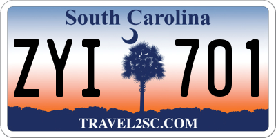 SC license plate ZYI701