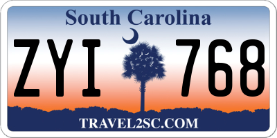 SC license plate ZYI768