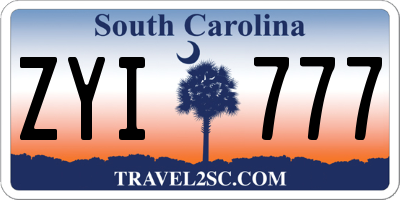 SC license plate ZYI777
