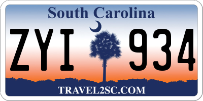 SC license plate ZYI934
