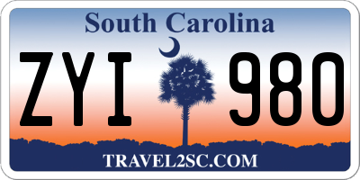 SC license plate ZYI980