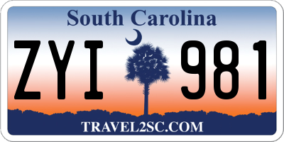 SC license plate ZYI981