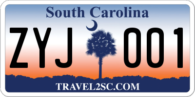 SC license plate ZYJ001