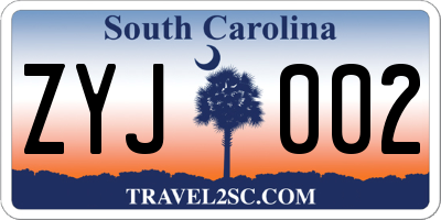 SC license plate ZYJ002