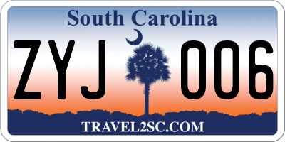 SC license plate ZYJ006