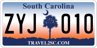 SC license plate ZYJ010