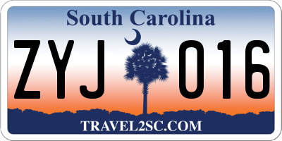 SC license plate ZYJ016