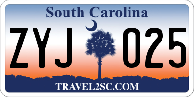 SC license plate ZYJ025