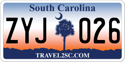 SC license plate ZYJ026