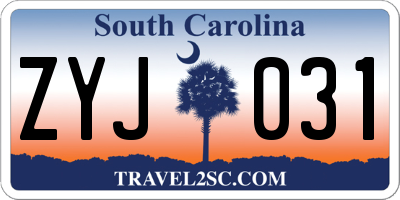 SC license plate ZYJ031