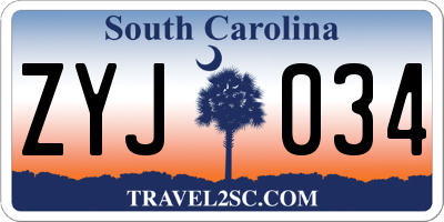 SC license plate ZYJ034