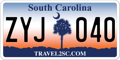SC license plate ZYJ040