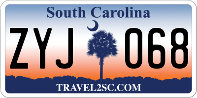 SC license plate ZYJ068