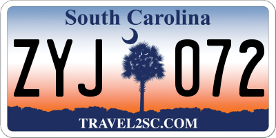 SC license plate ZYJ072
