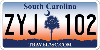 SC license plate ZYJ102