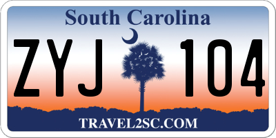 SC license plate ZYJ104