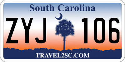 SC license plate ZYJ106