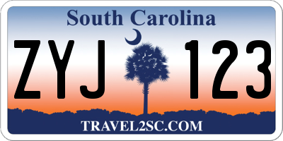 SC license plate ZYJ123