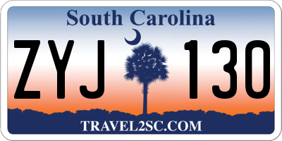 SC license plate ZYJ130