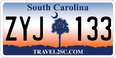 SC license plate ZYJ133