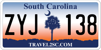 SC license plate ZYJ138
