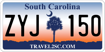 SC license plate ZYJ150