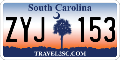SC license plate ZYJ153