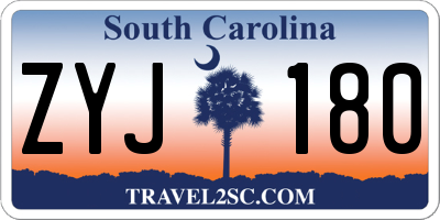 SC license plate ZYJ180