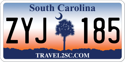 SC license plate ZYJ185