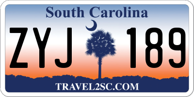 SC license plate ZYJ189