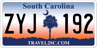 SC license plate ZYJ192