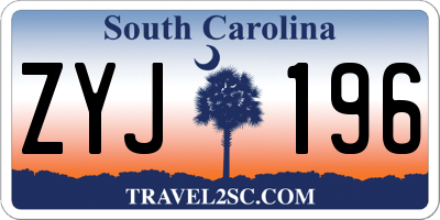 SC license plate ZYJ196