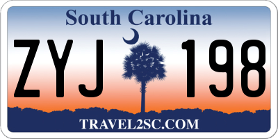 SC license plate ZYJ198