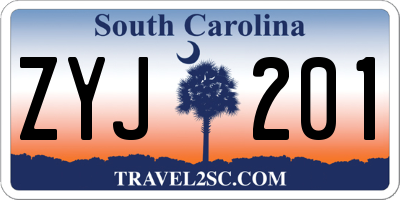 SC license plate ZYJ201
