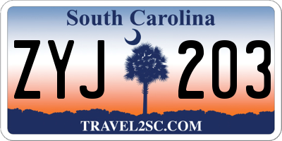 SC license plate ZYJ203