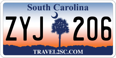SC license plate ZYJ206