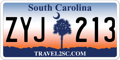 SC license plate ZYJ213