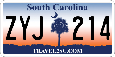 SC license plate ZYJ214